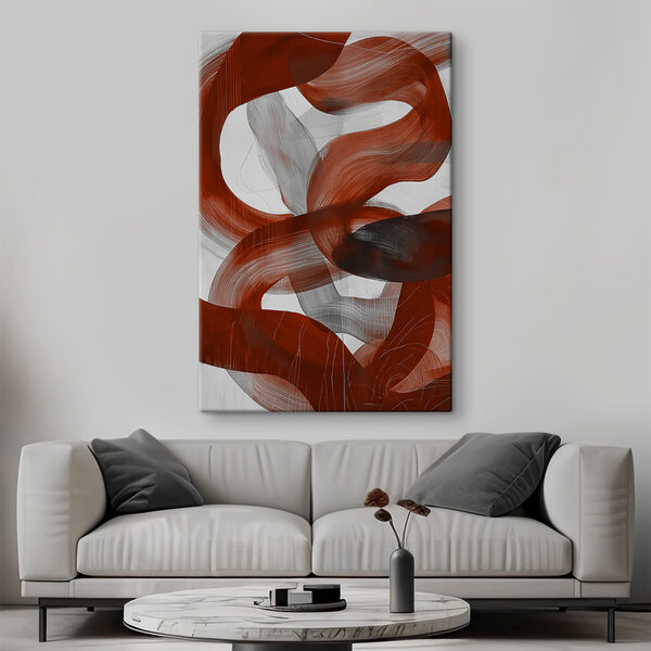 Rode en witte swirls Canvas Schilderijen Rode en witte swirls