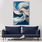 Canvas Schilderijen Blauw en wit zwierig patroon