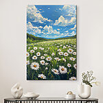 Canvas Schilderijen Bloemen- en bomenveld