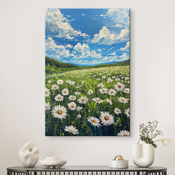 Bloemen- en bomenveld Canvas Schilderijen Bloemen- en bomenveld