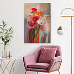 Canvas Schilderijen Schilderij van bloemen op een glazen oppervlak