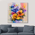 Canvas Schilderijen Schilderij van bloemen op een witte achtergrond