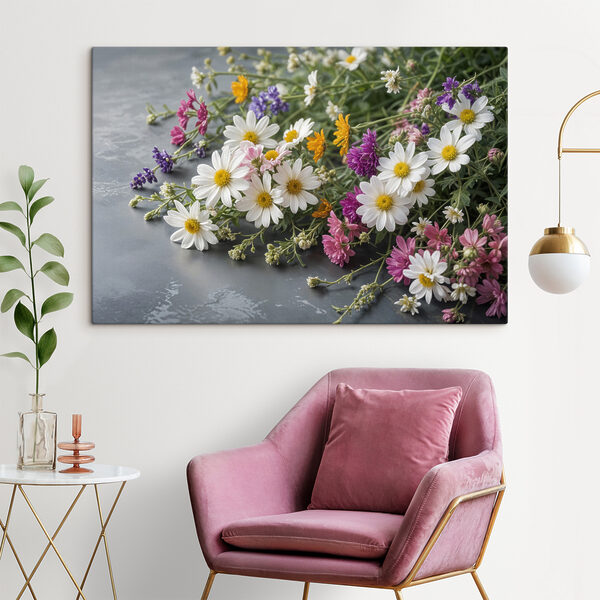 Groep kleurrijke bloemen Canvas Schilderijen Groep kleurrijke bloemen