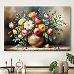 Canvas Schilderijen Schilderij van bloemen in een vaas