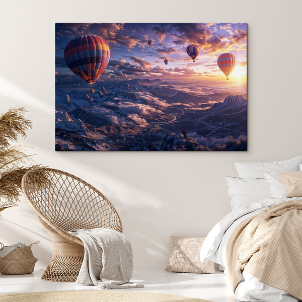 Hete luchtballonnen in de lucht Canvas Schilderijen Hete luchtballonnen in de lucht