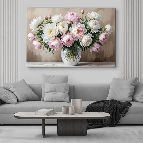 Vaas met bloemen op een tafel Canvas Schilderijen Vaas met bloemen op een tafel