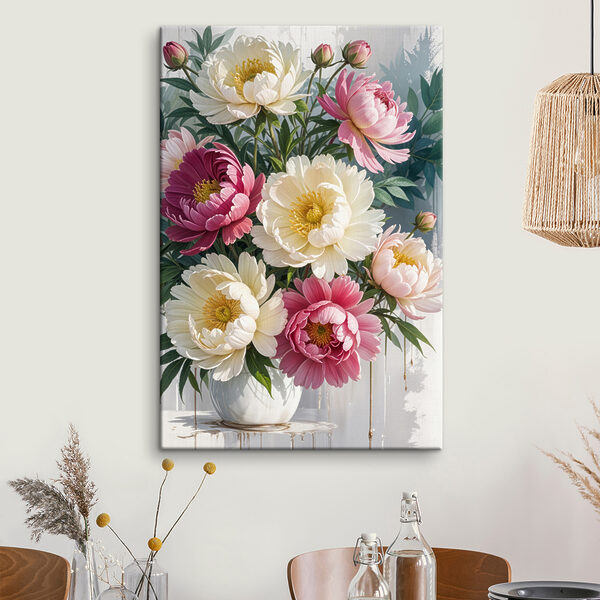 Boeket bloemen met bladeren Canvas Schilderijen Boeket bloemen met bladeren