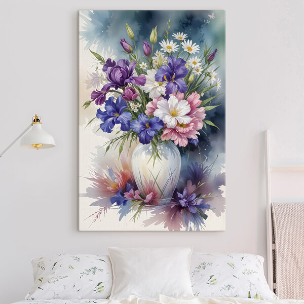 Schilderij van bloemen in een vaas Canvas Schilderijen Schilderij van bloemen in een vaas