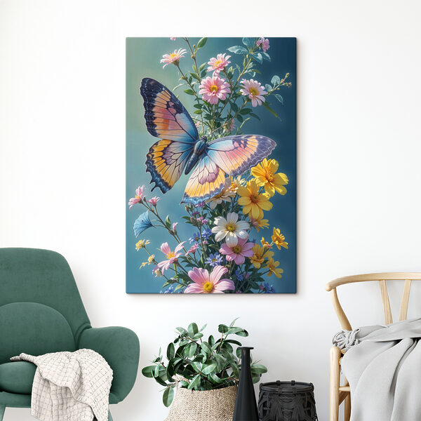 Vlinder op een bloem Canvas Schilderijen Vlinder op een bloem