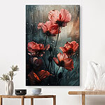 Canvas Schilderijen Door de regen gekuste bloesems omarmen de storm.