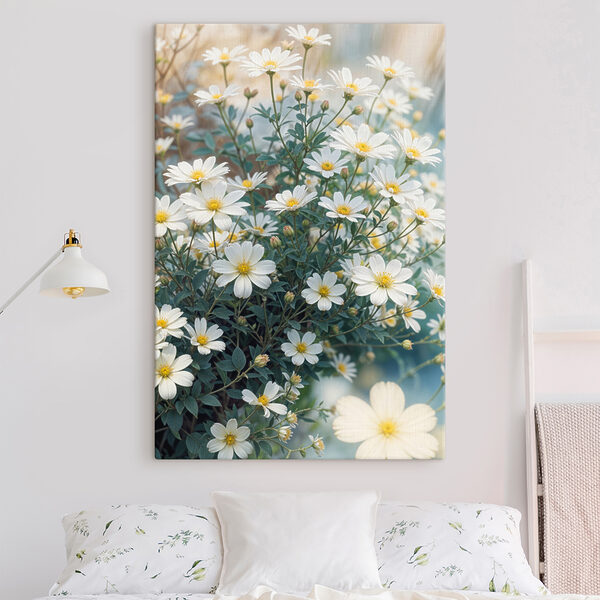 Groep witte bloemen Canvas Schilderijen Groep witte bloemen