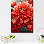 Canvas Schilderijen Rode bloemen in levendige display