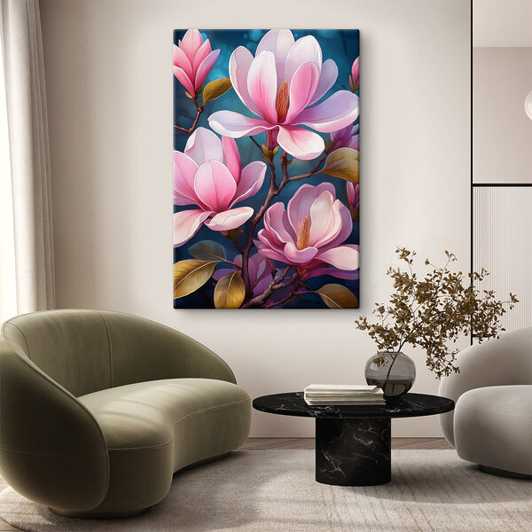 Bloeiende schoonheden onder een sterrenhemel Canvas Schilderijen Bloeiende schoonheden onder een sterrenhemel