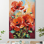 Canvas Schilderijen Schilderij van rode bloemen