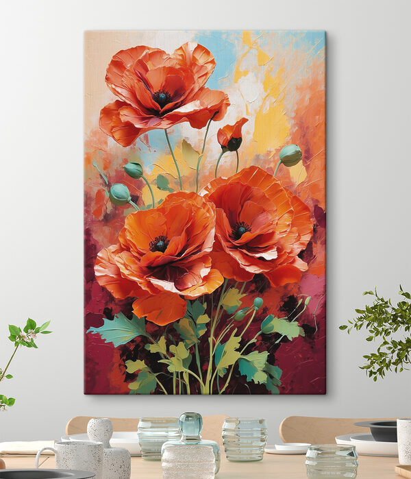Schilderij van rode bloemen Canvas Schilderijen Schilderij van rode bloemen