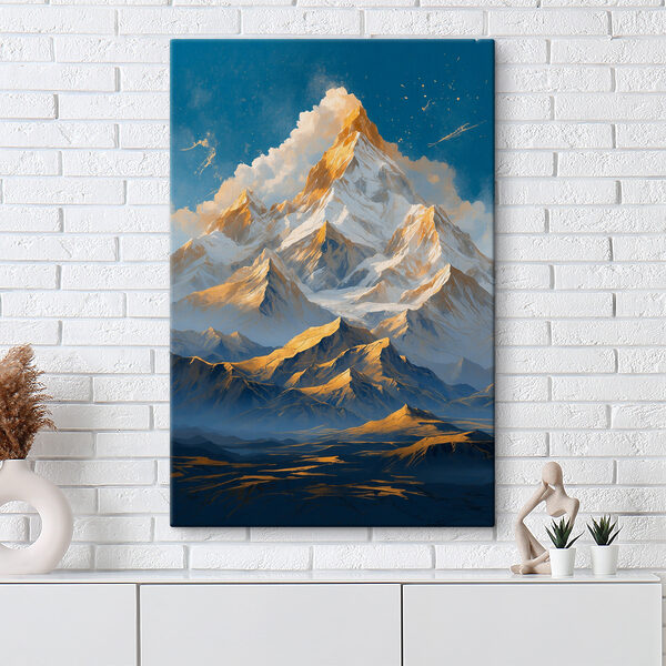 Bergketen met sneeuw en wolken Canvas Schilderijen Bergketen met sneeuw en wolken