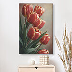 Canvas Schilderijen Groep rode tulpen