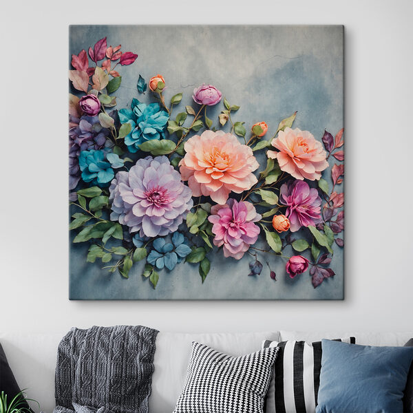 Groep kleurrijke bloemen Canvas Schilderijen Groep kleurrijke bloemen