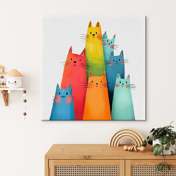Groep katten met verschillende kleuren Canvas Schilderijen Groep katten met verschillende kleuren