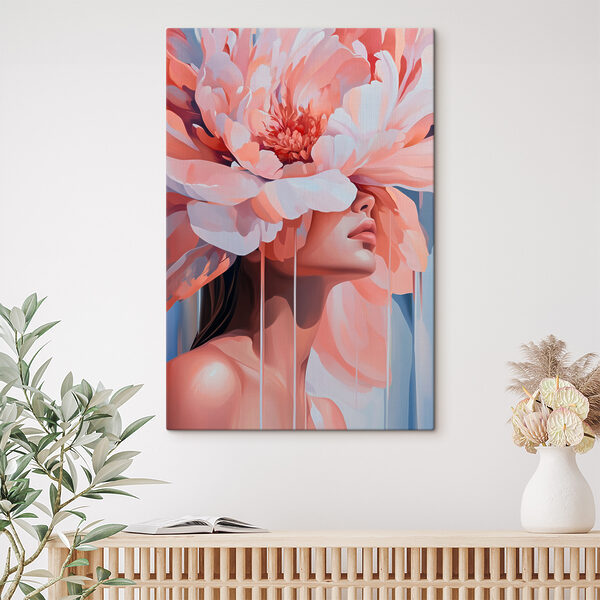 Vrouw met bloemen op haar hoofd Canvas Schilderijen Vrouw met bloemen op haar hoofd