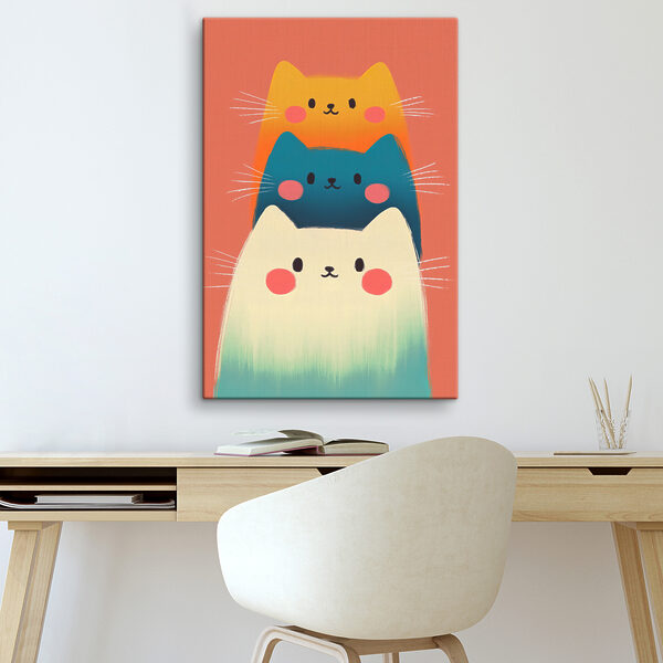 Groep katten op roze achtergrond Canvas Schilderijen Groep katten op roze achtergrond