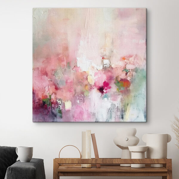 Schilderij van bloemen op een wit oppervlak Canvas Schilderijen Schilderij van bloemen op een wit oppervlak