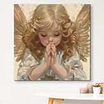 Canvas Schilderijen Kind met blond haar en vleugels bidt