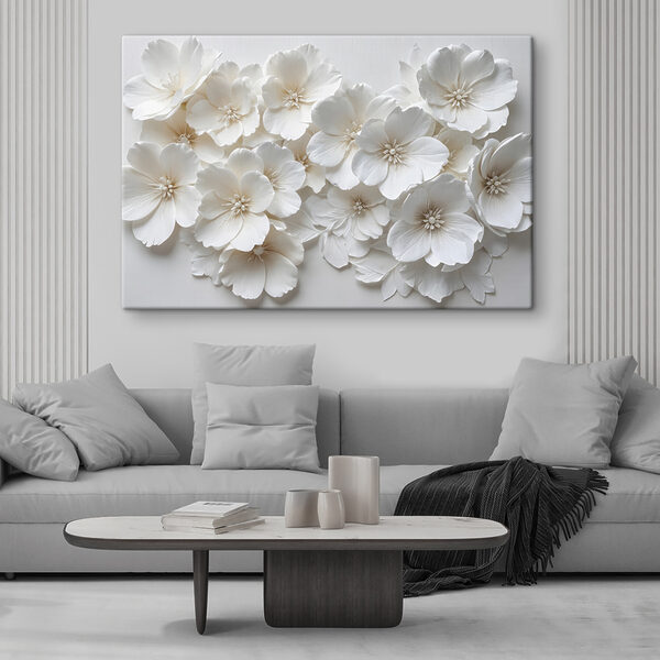 Groep witte bloemen Canvas Schilderijen Groep witte bloemen