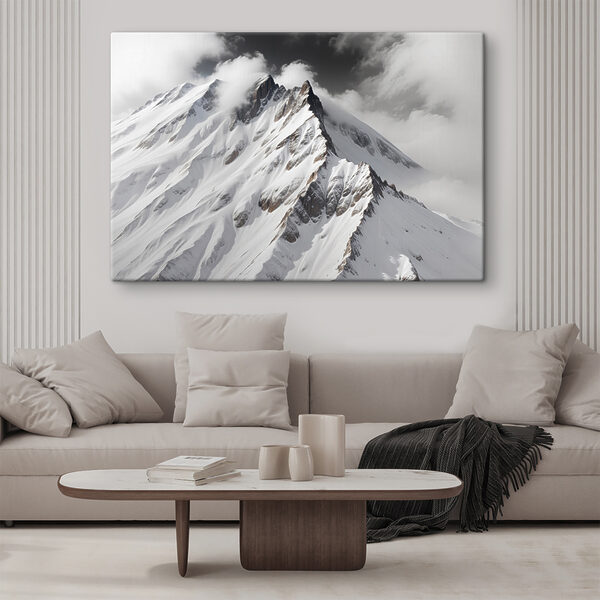 Berg met sneeuw en wolken Canvas Schilderijen Berg met sneeuw en wolken
