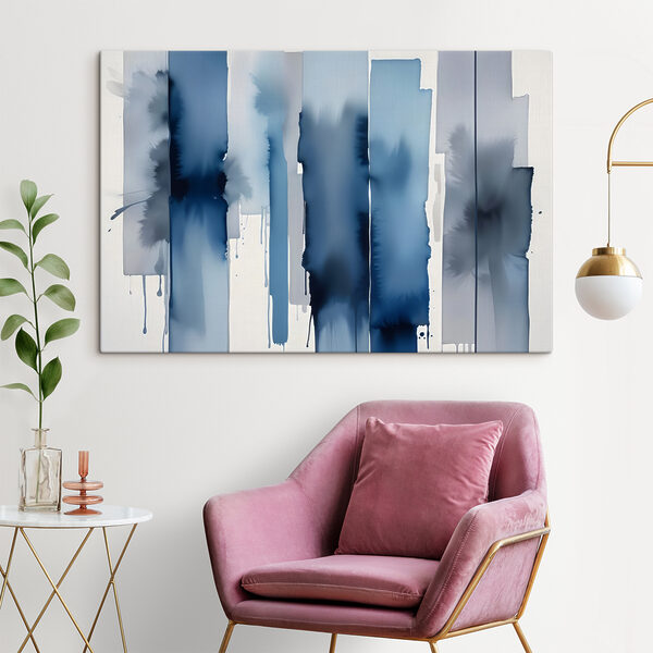 Blauw-wit gestreepte achtergrond Canvas Schilderijen Blauw-wit gestreepte achtergrond