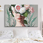 Canvas Schilderijen Vrouw met bloemen op haar hoofd