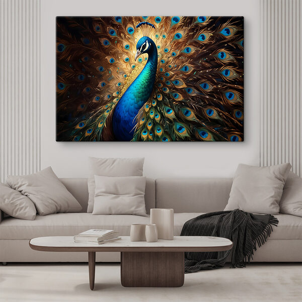 Pauw met gespreide staartveren Canvas Schilderijen Pauw met gespreide staartveren