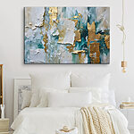 Canvas Schilderijen Abstracte elegantie in crème en groenblauw
