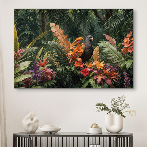 Vogel zittend op een bloem Canvas Schilderijen Vogel zittend op een bloem