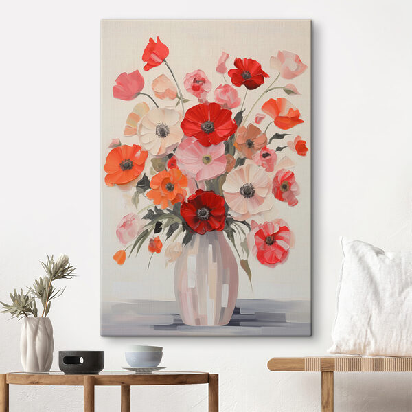 Schilderij van bloemen in een vaas Canvas Schilderijen Schilderij van bloemen in een vaas