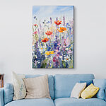 Canvas Schilderijen Schilderij van bloemen in een veld