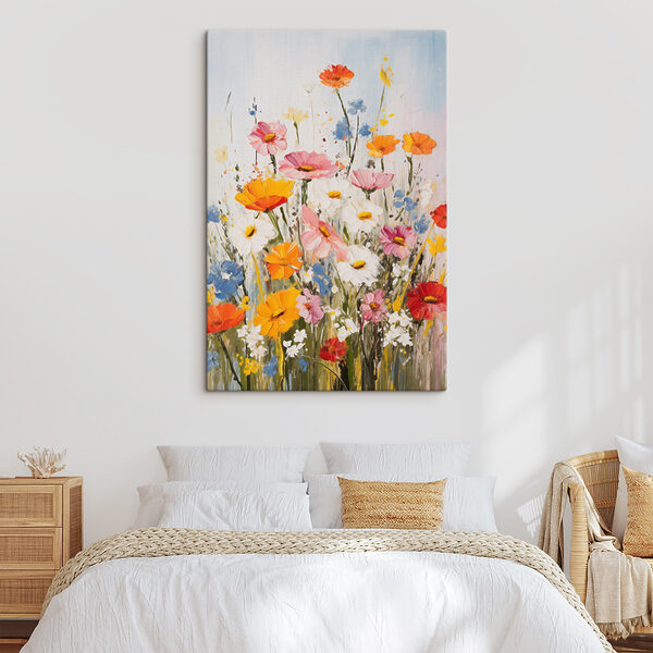 Schilderij van bloemen op een muur Canvas Schilderijen Schilderij van bloemen op een muur