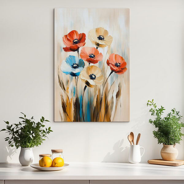 Schilderij van bloemen op een doek Canvas Schilderijen Schilderij van bloemen op een doek