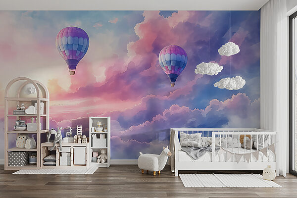 Fotobehang Hete luchtballonnen in de lucht