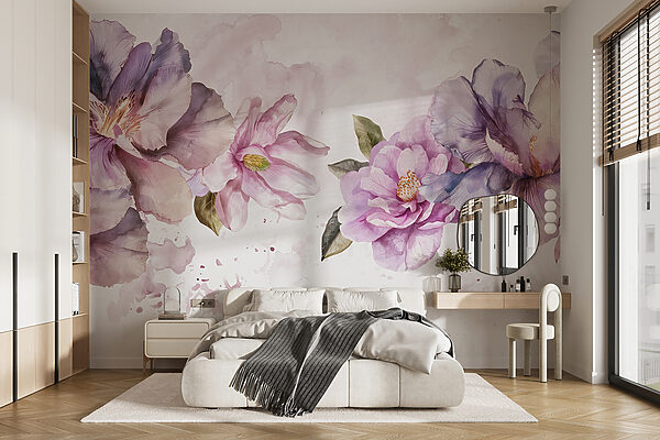 Groep paarse bloemen Fotobehang Groep paarse bloemen