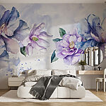 Fotobehang Groep bloemen op witte achtergrond