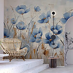 Fotobehang Schilderij van blauwe bloemen