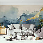 Fotobehang Mistige bergen met glinsterende aderen