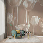 Fotobehang Groep witte bloemen