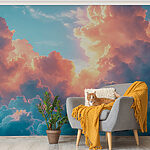 Fotobehang Blauwe lucht met wolken
