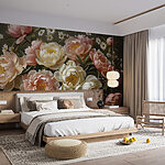 Fotobehang Boeket van roze en witte bloemen