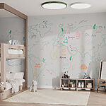 Fotobehang Wall murals Map of the world with animals and text