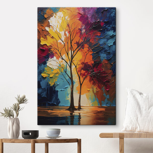 Canvas prints Painting of trees with colorful leaves Canvas Schilderijen Canvas prints Painting of trees with colorful leaves