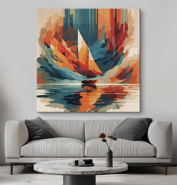 Canvas prints Sailboat on water with colorful clouds Canvas Schilderijen Canvas prints Sailboat on water with colorful clouds