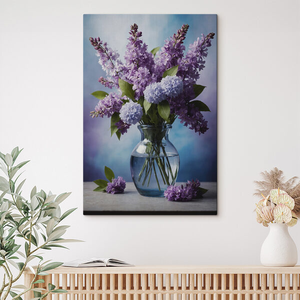 Canvas prints Vase with purple flowers Canvas Schilderijen Canvas prints Vase with purple flowers